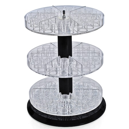 Azar Displays Three Tier Revolving Dislplay 13.5"H x 11"Dia. - round slot 1"dia 225035